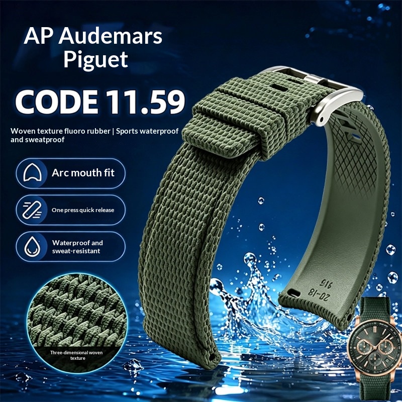 Audemars Piguet Watch Code 11.59 - FKM-Gummi-Uhrenarmband mit gebogenem Ende und Schnellverschluss