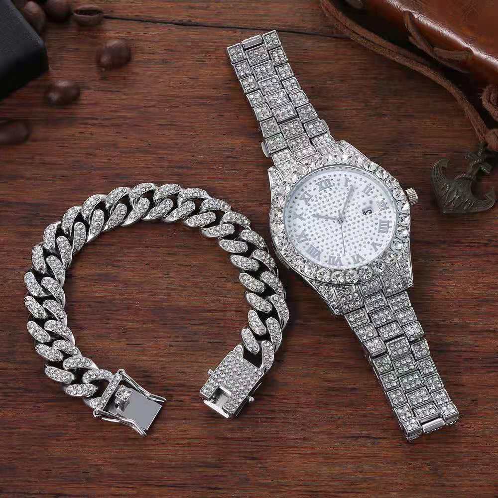 Luxury Watch Miami - Neue Goldfarbe Uhr & Armband Combo