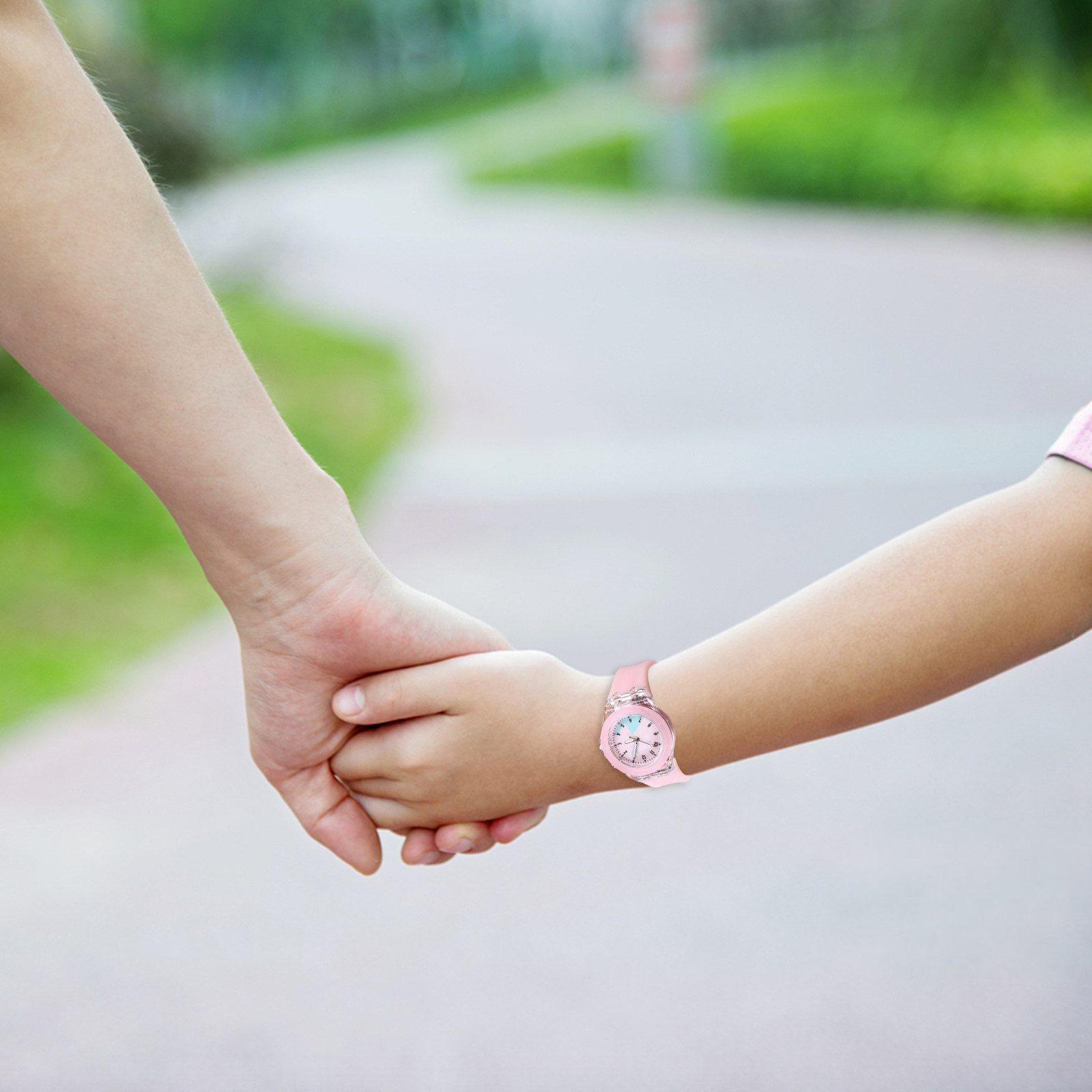 Luxury Watch Kids - Kinderuhr mit Hasen-Cartoon-Muster, leuchtendes Silikonband, verstellbar,