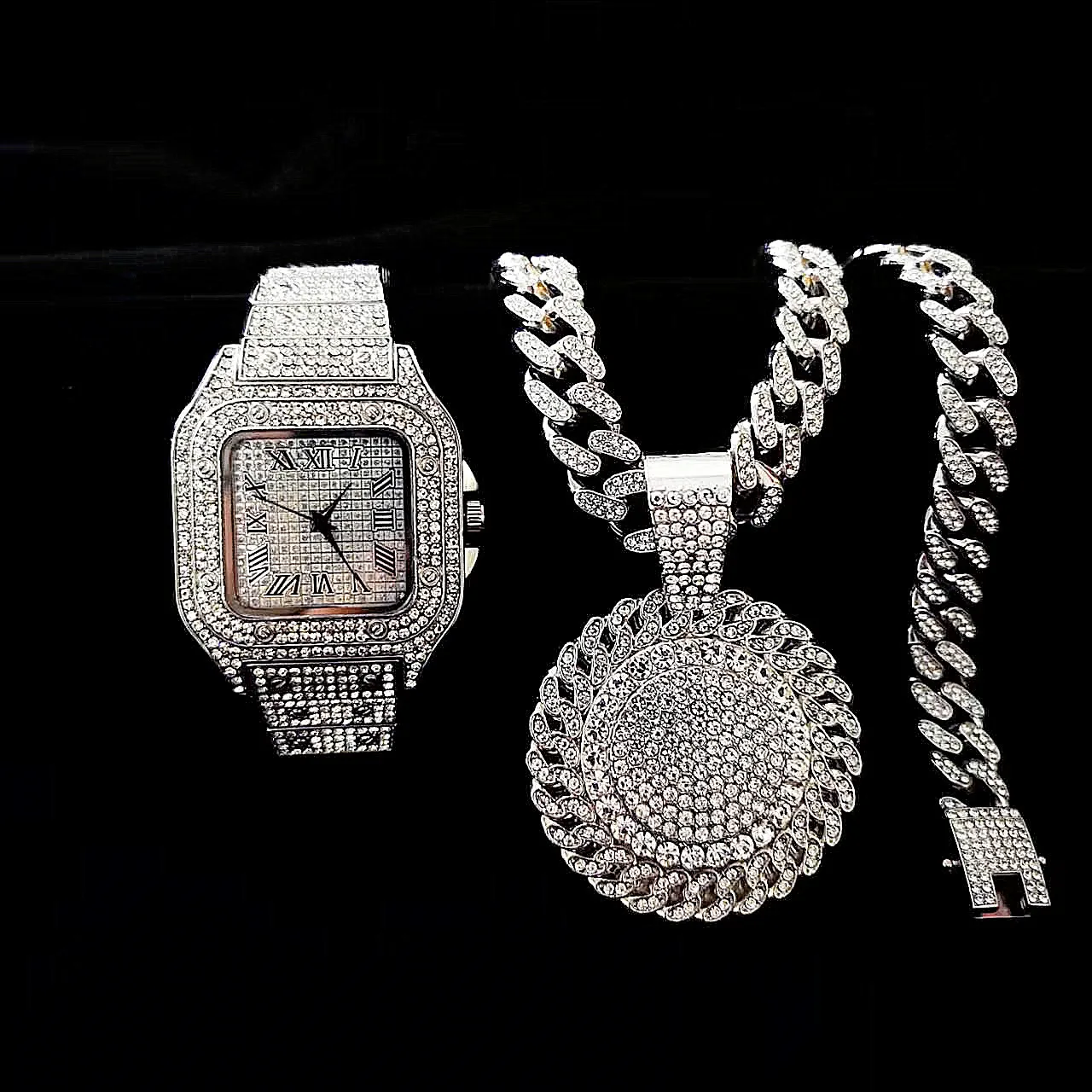 2er-Set Iced Out Uhren-Halsket – Luxury Watch Miami Bewertung und Preis
