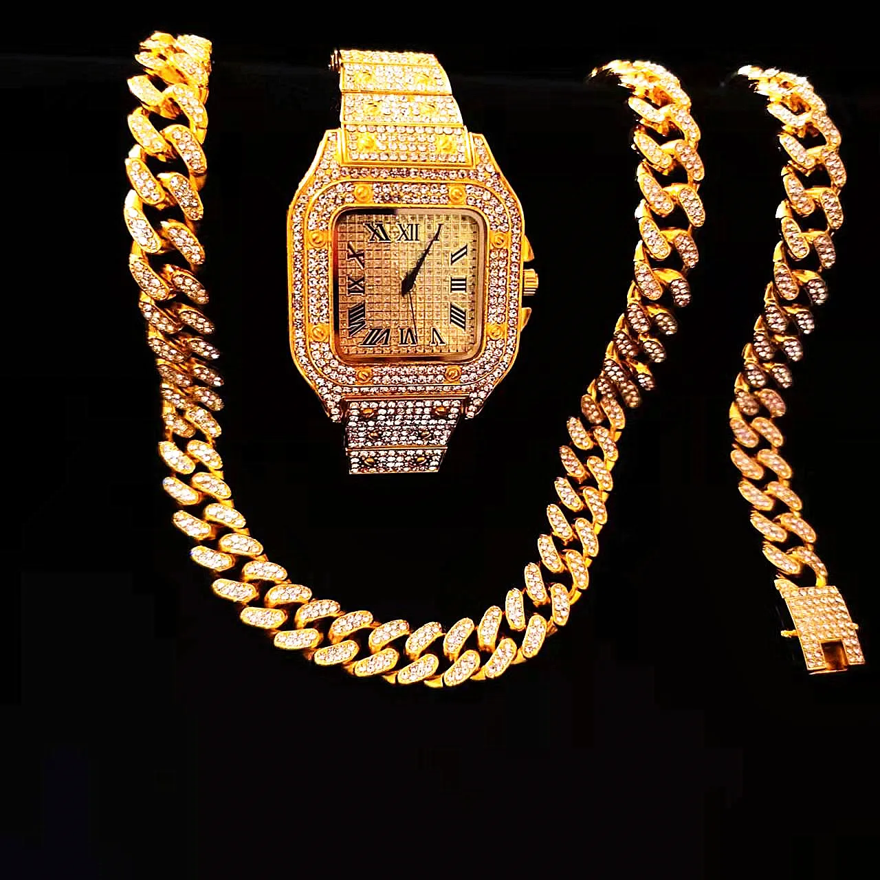 2er-Set Iced Out Uhren-Halsket – Luxury Watch Miami Bewertung und Preis