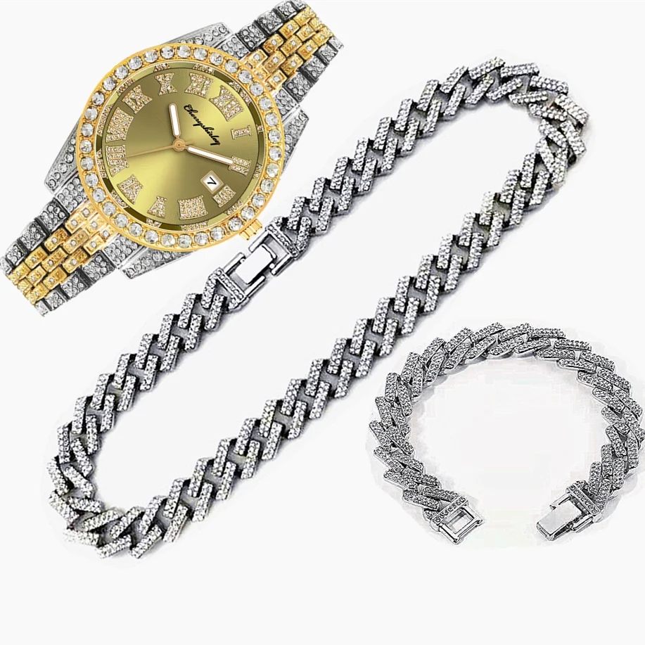 3 stücke Luxus Iced Out Uhr fü – Luxury Watch Miami Bewertung und Preis