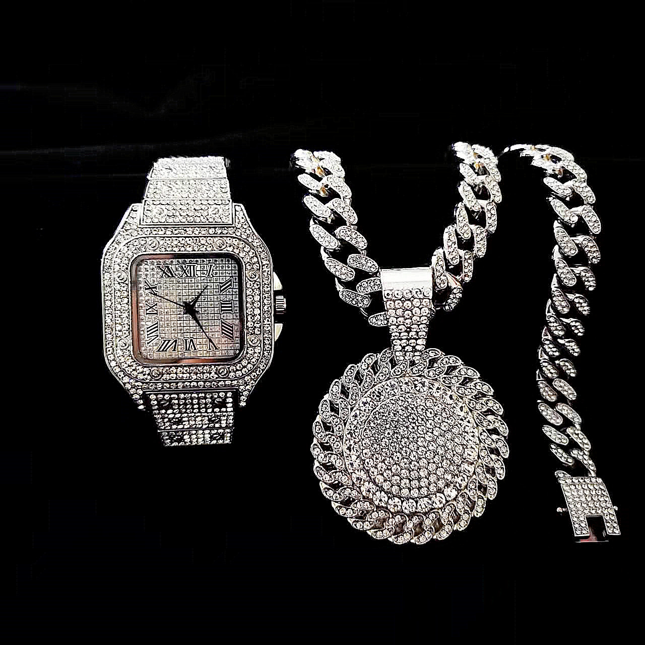 2er-Set Iced Out Uhren-Halsket – Luxury Watch Miami Bewertung und Preis